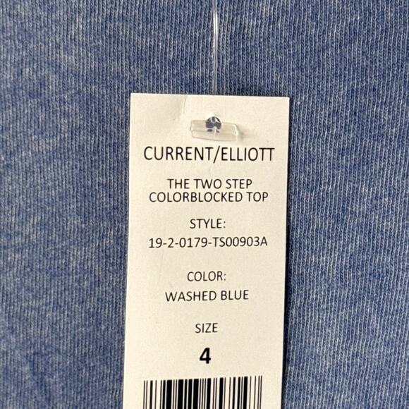 Current/Elliott The Two Step Colorblocked Top Washed Blue SZ 4 XL NWT - Picture 7 of 11